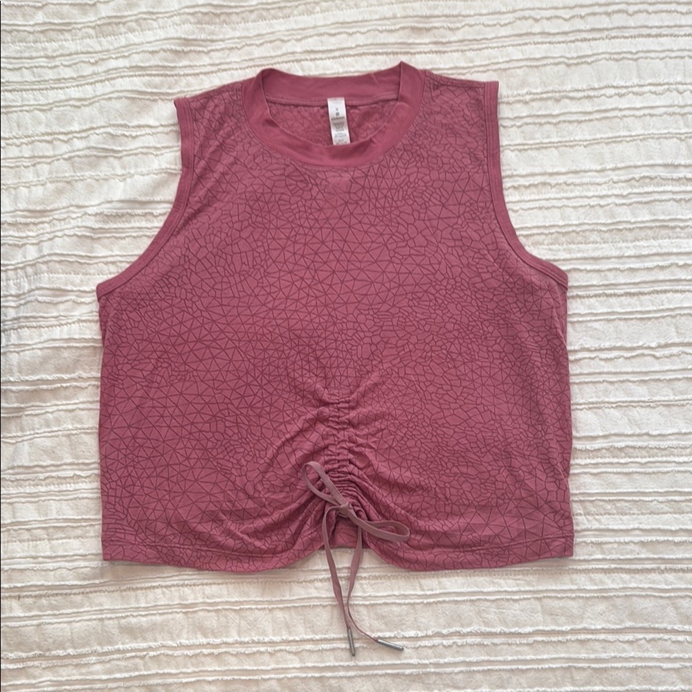 Lululemon Pink Ruched Crop Muscle Tee